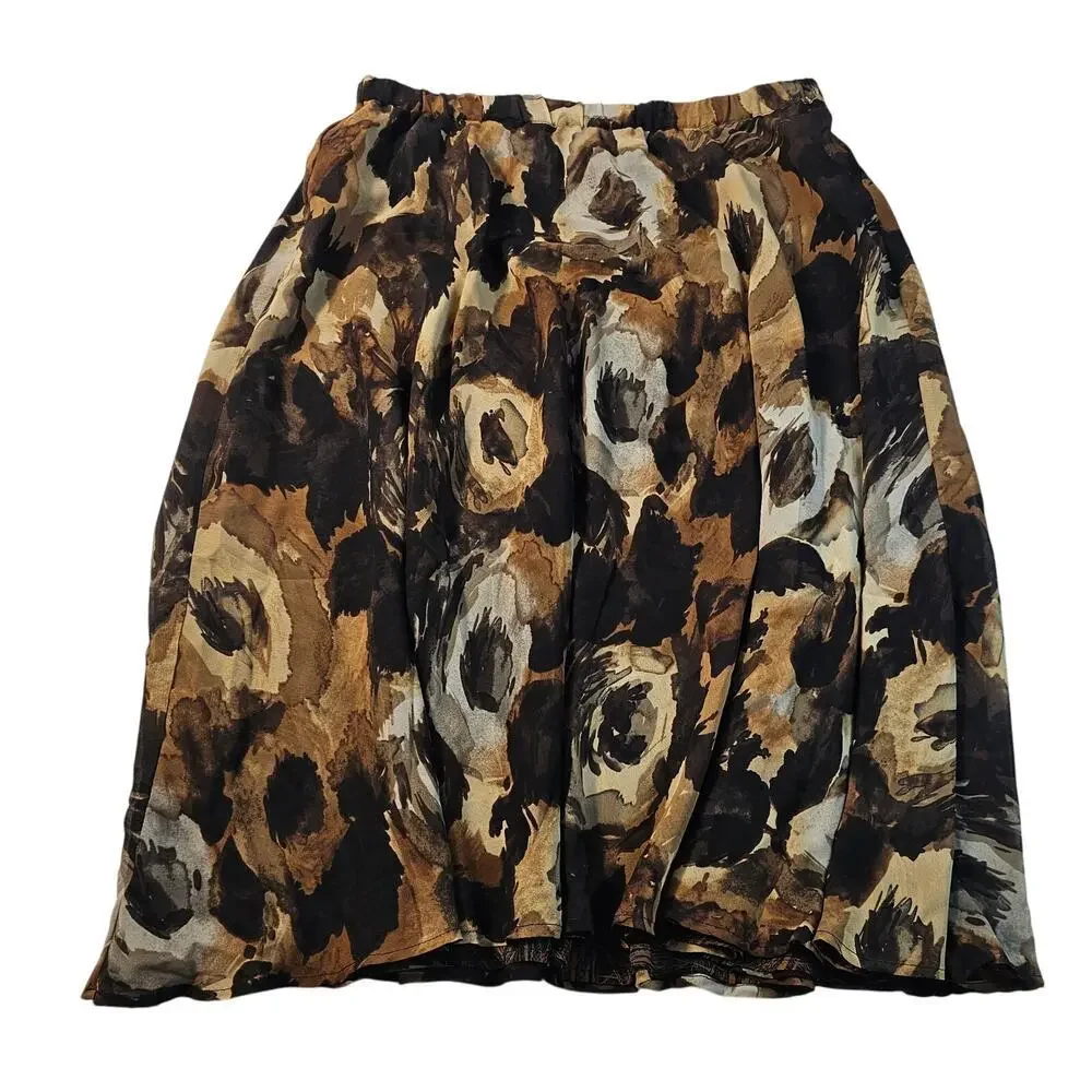 Coldwater creek vintage REVERSIBLE chiffon lined skirt neutral PM PETITE M EUC +